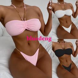 歐美純色比基尼綁帶泳衣女士荷葉邊泳裝性感bikini 小胸花邊-雙喜生活館 歷史價格詳細信息