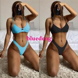歐美純色比基尼綁帶泳衣女士荷葉邊泳裝性感bikini 小胸花邊-雙喜生活館 歷史價格詳細信息