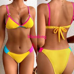 歐美純色比基尼綁帶泳衣女士荷葉邊泳裝性感bikini 小胸花邊-雙喜生活館 歷史價格詳細信息