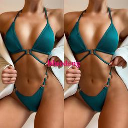 溫泉比基尼歐美性感純色胸圍領帶修身綁帶兩件式泳衣 歷史價格詳細信息