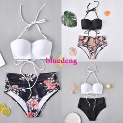 新款 歐美比基尼粉色雙肩綁帶胸前鏤空抽褶兩件式bikini泳衣女 歷史價格詳細信息