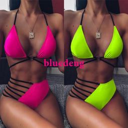 歐美女士綁帶泳衣鏤空分體性感比基尼辣妹海邊度假沙灘bikini~超美服飾 歷史價格詳細信息