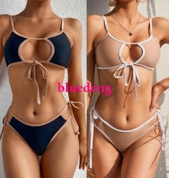 歐美女士綁帶泳衣鏤空分體性感比基尼辣妹海邊度假沙灘bikini~超美服飾 歷史價格詳細信息