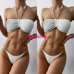 歐美純色比基尼綁帶泳衣女士荷葉邊泳裝性感bikini 小胸花邊-雙喜生活館 歷史價格詳細信息