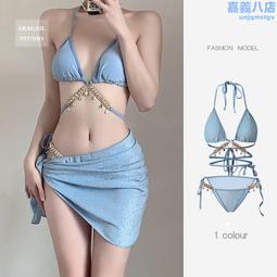 泳衣 女人 魚 鉆鏈 歐美 純欲 風 綁帶 三角 比基尼 三點式 ins 性感 度假 泳裝 游泳 夏季-陽光小屋 歷史價格詳細信息