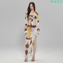 韓版2024新款泳衣女高級感波點分體比基尼三件套顯白純慾海邊度假 歷史價格詳細信息