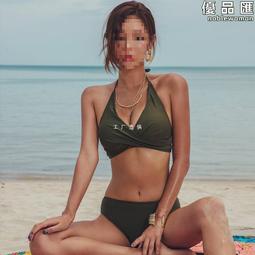掛脖分體性感三點式比基尼泳衣大胸聚攏黑色女高腰微胖mm大碼 歷史價格詳細信息