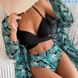 泳衣性感2024新款印花泳裝聚攏三點式比基尼溫泉分體度假歐美 歷史價格詳細信息