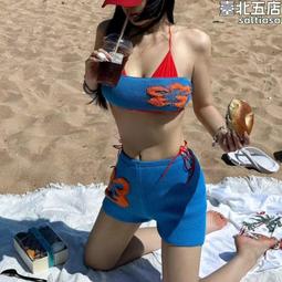 比基尼妮.紅藍情侶泳衣有帽鋼圈四件式短褲泳裝(女M-XL) 歷史價格詳細信息