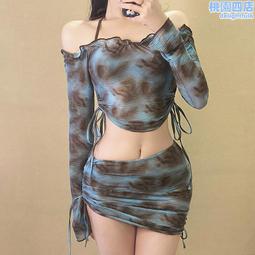 一字肩掛脖法式吊帶連衣裙女裝夏季包臀開叉中長裙高級感氣質裙子 歷史價格詳細信息