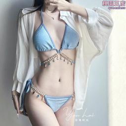泳衣 女人 魚 鉆鏈 歐美 純欲 風 綁帶 三角 比基尼 三點式 ins 性感 度假 泳裝 游泳 夏季-陽光小屋 歷史價格詳細信息