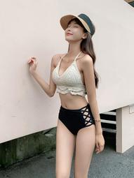 比基尼性感白色泳衣女2023新款純欲網紅風性感顯瘦遮肚兩件式泡溫泉 歷史價格詳細信息