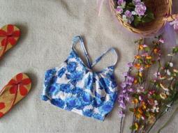 ★尋夢小舖★〈周年慶-全館服飾同價位買一送一〉SUMI CLUB 花樣藍色細肩帶泳裝上衣 L號 價格比較,價格查詢,歷史價格詳細信息