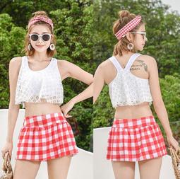 &Omega;衣枝獨袖&Omega;【230】新款清新格子裙式連體泳衣女保守顯瘦遮肚少女溫泉泳裝 歷史價格詳細信息