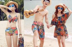 情侶泳裝☆°安可來福＊A195泳衣黑白拉鍊四件式情侶泳衣溫泉比基尼泳裝/男泳褲沙灘褲，女生1200元 歷史價格詳細信息