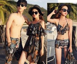 情侶泳裝☆&deg;安可小舖＊星國長袖防曬情侶泳衣衝浪浮潛瑜珈慢跑四件式溫泉游泳衣比基尼泳裝，女生1300元 歷史價格詳細信息