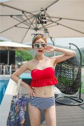 bikini泳裝╭☆°玩嗨長灘＊YG8819黑白連帽設計遮肚平角三件式鋼圈游泳衣比基尼泳裝，直購價799元 歷史價格詳細信息