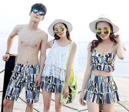 情侶泳衣╭☆°來福彩虹＊巴黎小鎮附紗情侶泳衣比基尼鋼圈游泳衣泳裝男泳褲，女生售價950元 歷史價格詳細信息