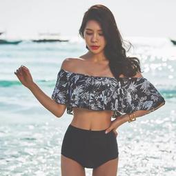 韓國????高腰荷葉花邊開叉長裙 歷史價格詳細信息