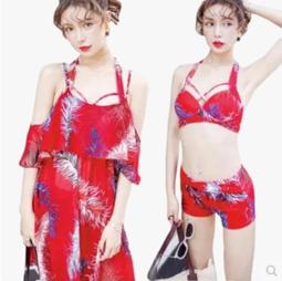 Bikini泳裝╭☆&deg;安可小舖＊甜美鄉村田園風泳衣鋼圈比基尼泳裝四件式溫泉度假泳裝，特價中 歷史價格詳細信息