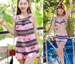 Bikini泳裝╭☆&deg;安可小舖＊甜美鄉村田園風泳衣鋼圈比基尼泳裝四件式溫泉度假泳裝，特價中 歷史價格詳細信息