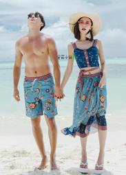 情侶泳衣╭☆°安可來福＊A88花草修飾大腿泳衣鋼圈有加大碼泳裝比基尼/男泳褲，女生950元 歷史價格詳細信息