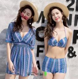 Bikini泳裝╭☆&deg;安可小舖＊甜美鄉村田園風泳衣鋼圈比基尼泳裝四件式溫泉度假泳裝，特價中 歷史價格詳細信息