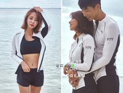 情侶泳裝☆&deg;安可小舖＊星國長袖防曬情侶泳衣衝浪浮潛瑜珈慢跑四件式溫泉游泳衣比基尼泳裝，女生1300元 歷史價格詳細信息