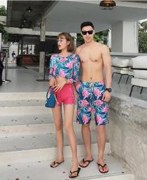 新款情侶泳裝兩件式裙式加肥加大平角顯瘦遮肚遊泳衣女舒適男沙灘褲 歷史價格詳細信息
