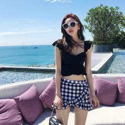 二三件式 泳衣分體純欲風女款裙式游泳衣女孩保守泳裝微胖小個子顯瘦遮肉夏 歷史價格詳細信息
