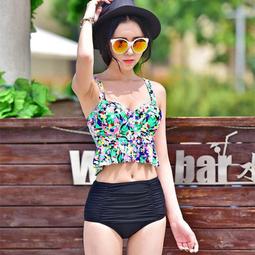 韓版高腰鋼托聚攏溫泉淘寶熱賣遮肚花色顯瘦女款比基尼游泳衣 價格比較,價格查詢,歷史價格詳細信息