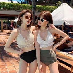 特價 韓國ins高腰泳衣女三角顯瘦分體性感小清新小胸溫泉顯瘦泳裝 歷史價格詳細信息