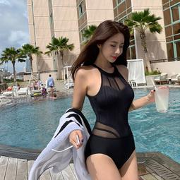 韓國ins風性感蕾絲網紗長袖防曬聚攏顯瘦高腰連身les溫泉泳衣女 歷史價格詳細信息