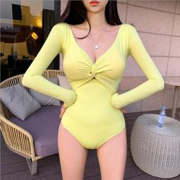 性感泳衣女韓國ins風長袖防曬顯瘦遮肚保守仙女範溫泉連體游泳衣 歷史價格詳細信息