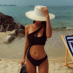 泳衣女韓國ins仙女風比基尼黑色溫泉保守分體小平角 顯瘦遮肚泳裝 歷史價格詳細信息