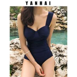 韓國三角泳衣女連體小胸保守時尚簡約遮肚顯瘦泡溫泉度假泳裝 歷史價格詳細信息