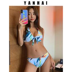 韓國分體泳衣女網紅ins風性感修身比基尼三角顯瘦 溫泉度假泳裝 歷史價格詳細信息