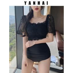 泳衣女韩国ins性感温泉分体高腰比基尼小胸聚拢显瘦遮肚 度假泳装-Miss木木女裝 歷史價格詳細信息