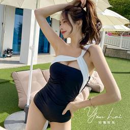 泳衣女單肩連體三角韓國ins網紗顯瘦遮肚保守溫泉 仙女風度假泳裝 歷史價格詳細信息