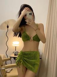 比基尼 歐美ins抽繩綁帶泳衣短裙網紗三件套泳裝女比基尼性感顯瘦bikini 歷史價格詳細信息