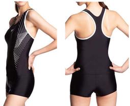 SPEEDO 女 運動兩截式平口泳裝 黑/橘紅 歷史價格詳細信息