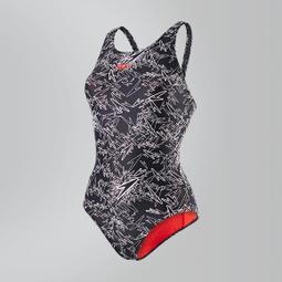 【SPEEDO】女運動連身泳裝 Boom Logo Splice 黑電氣粉紅／黑白 SD81293 原價2480元 歷史價格詳細信息