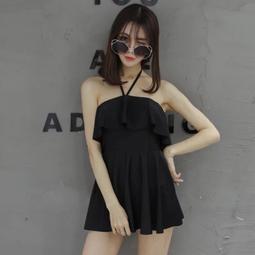 (葵妮小舖)0032韓國女游泳衣分體平角高腰遮肚聚攏小胸大荷葉邊一字肩比基尼泳裝 歷史價格詳細信息