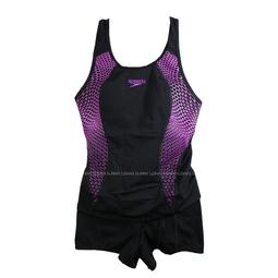 SPEEDO 女 運動兩截式平口泳裝 黑/橘紅 歷史價格詳細信息