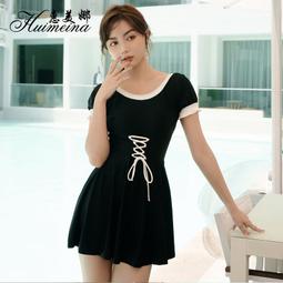 泳衣2021新款網紅連體遮肚顯瘦保守時尚溫泉泡澡服小個子游泳衣 歷史價格詳細信息