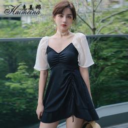 泳衣女2021新款時尚連體裙式保守遮肚顯瘦小胸聚攏泡溫泉遊泳衣女 歷史價格詳細信息