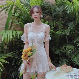泳衣女仙女範ins風連體2021新款性感遮肚顯瘦保守大碼溫泉遊泳衣 歷史價格詳細信息