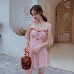 泳衣2021新款連體仙女範韓國ins保守泳裝遮肚顯瘦泡溫泉游泳衣女 歷史價格詳細信息