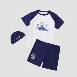 兒童泳衣男孩中大童國潮風遊泳衣青少年訓練男童溫泉連身泳裝 歷史價格詳細信息