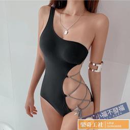 新款泳裝聚攏顯瘦黑荷葉邊性感連體泳衣女 歷史價格詳細信息